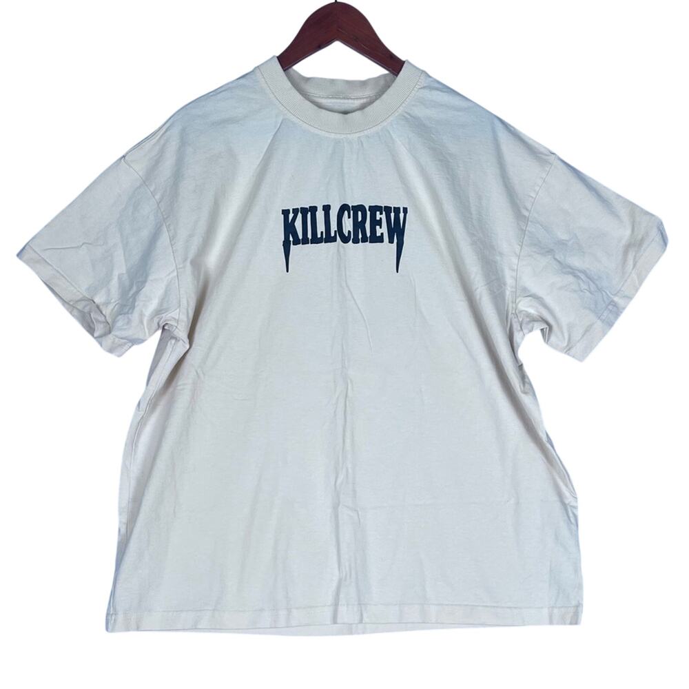 Kill Crew Misfit Graphic Print Shirt Men Small Skull Cross Gym Oversized Cream